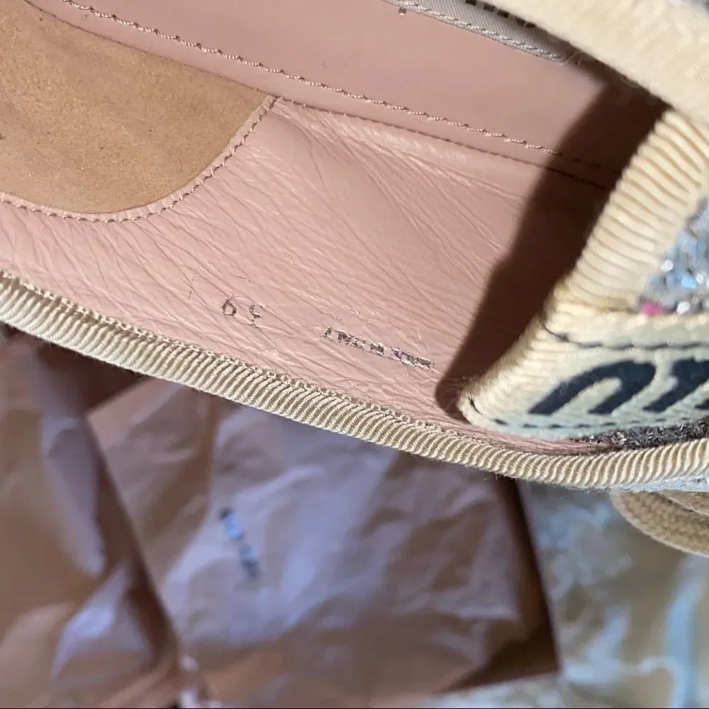 MIU MIU Logo Lace Up Platform Espadrille Sneakers